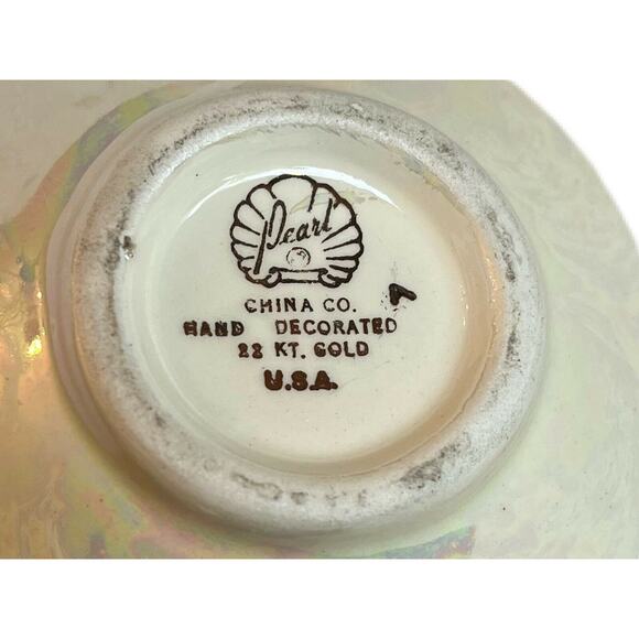 Vintage Pearl China Co. 22 Kt Pearlized Lusterware Hand Decorated Made In USA - Picture 4 of 8